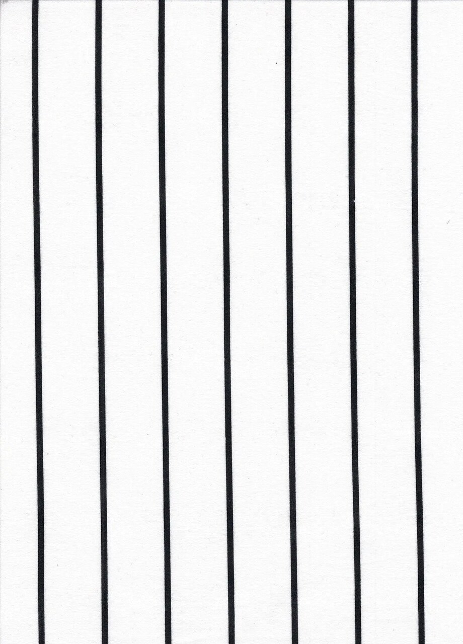 1 Yard Ivory & Black Brushed DTY Vertical Stripe Knit Fabric 170 GSM, 58/60″ Wide Polyester Spandex Blend